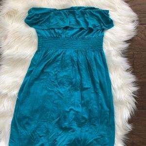 Teal/Blue Small Strapless Dress/Coverup